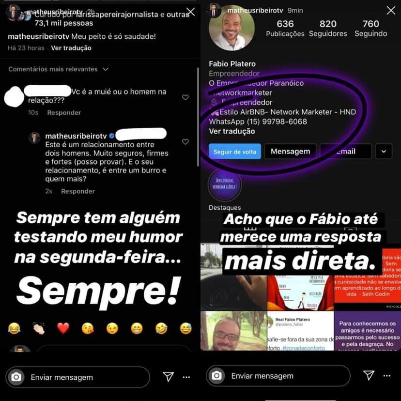 Matheus Ribeiro se revoltou na internet (Foto: Reprodução/Instagram) Matheus Ribeiro se revoltou na internet (Foto: Reprodução/Instagram)