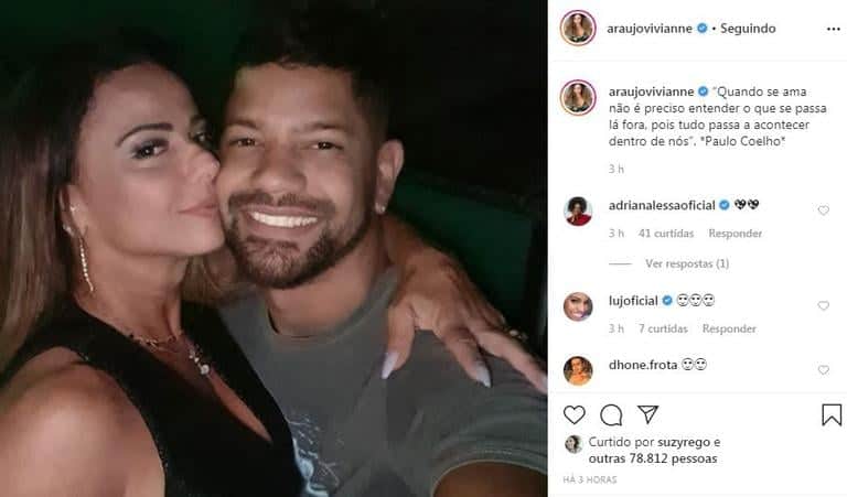 Viviane Araújo posta selfie coladinha no namorado gato e se derrete (Foto:Arquivo Pessoal) Viviane Araújo posta selfie coladinha no namorado gato e se derrete (Foto:Arquivo Pessoal)