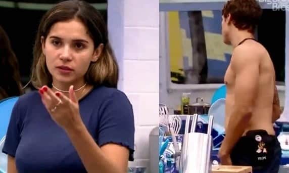 Felipe e Gizelly tiveram pequeno entrave e a advogada não tem papas na língua no reality (Foto: Reprodução) BBB20 Felipe e Gizelly tiveram pequeno entrave e a advogada não tem papas na língua no reality (Foto: Reprodução) BBB20
