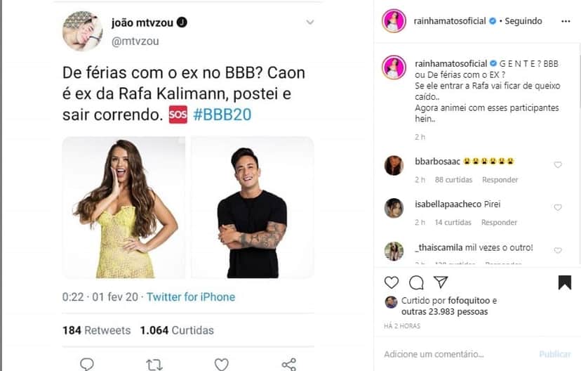 Caon foi apontado como ex-namorado de Rafa Kalimann (Foto: Reprodução) Caon foi apontado como ex-namorado de Rafa Kalimann (Foto: Reprodução)