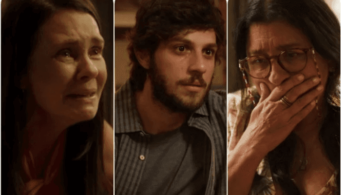 Thelma (Adriana Esteves) será desmascarada e Danilo (Chay Suede) descobrirá que é Domênico, filho de Lurdes (Regina Casé) em Amor de Mãe (Foto: Reprodução/Globo) Thelma (Adriana Esteves) será desmascarada e Danilo (Chay Suede) descobrirá que é Domênico, filho de Lurdes (Regina Casé) em Amor de Mãe (Foto: Reprodução/Globo)