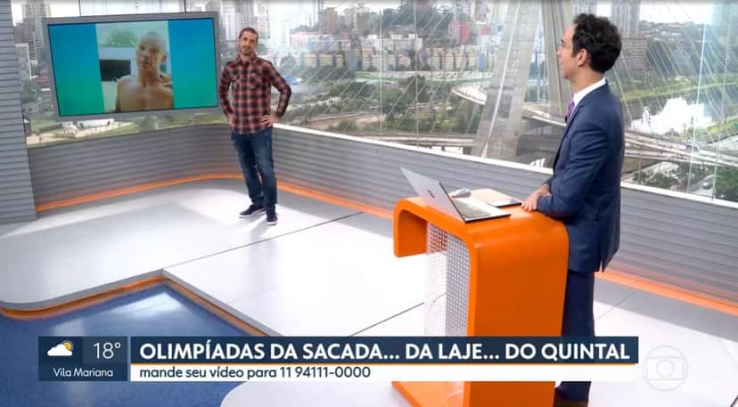 Felipe Andreoli se divertiu com César Tralli no SP2 de hoje (Foto: Reprodução/TV Globo) Felipe Andreoli se divertiu com César Tralli no SP2 de hoje (Foto: Reprodução/TV Globo)