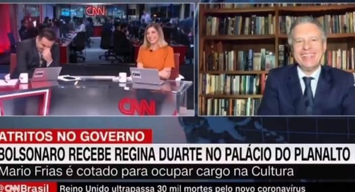Reinaldo Gottino, Daniela Lima e Fernando Molica caem na risada após entrevista de Mario Frias (Foto: Reprodução/CNN Brasil) Reinaldo Gottino, Daniela Lima e Fernando Molica caem na risada após entrevista de Mario Frias (Foto: Reprodução/CNN Brasil)