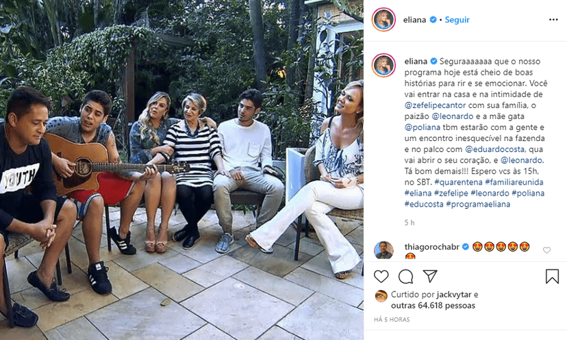 Eliana bateu um papo com a família de Leonardo (Foto: Reprodução) Eliana bateu um papo com a família de Leonardo (Foto: Reprodução)