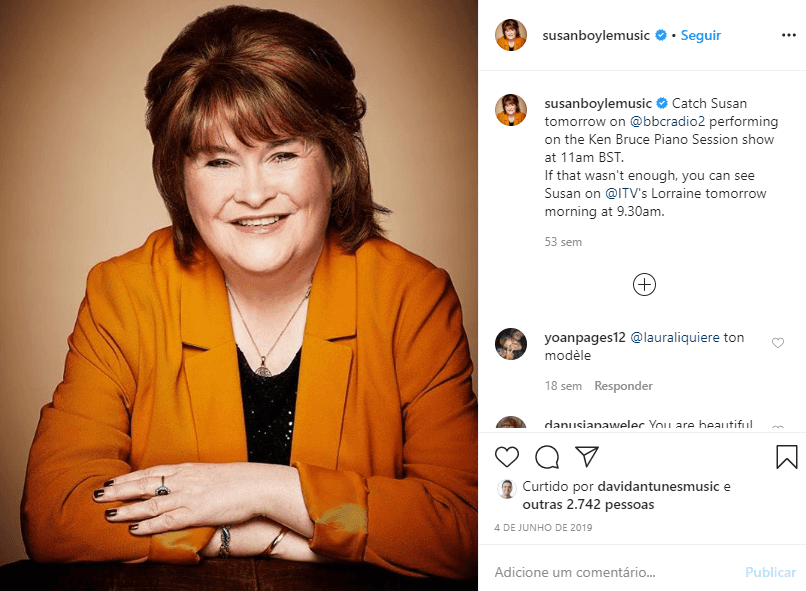Susan Boyle nos dias de hoje (Foto: Reprodução) Susan Boyle nos dias de hoje (Foto: Reprodução)
