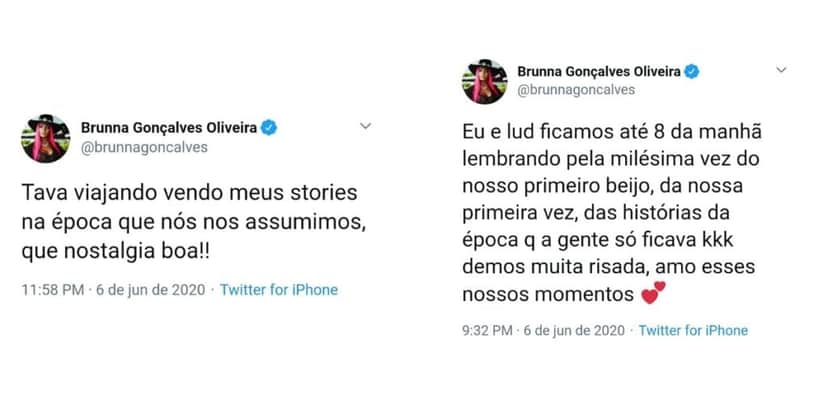 Brunna Gonçalves fala sobre madrugada com Ludmilla no twitter (Foto: Reprodução/Twitter) Brunna Gonçalves fala sobre madrugada com Ludmilla no twitter (Foto: Reprodução/Twitter)