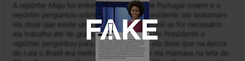 Maju foi alvo de Fake News (Foto: Reprodução G1) Maju foi alvo de Fake News (Foto: Reprodução G1)