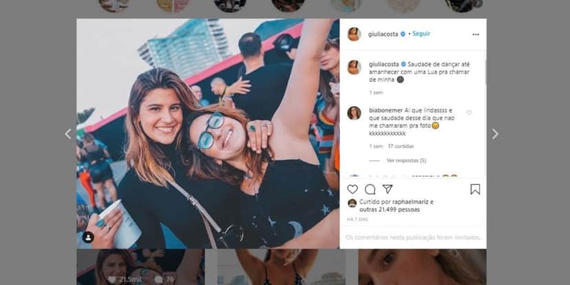 Giulia Costa fez ciúmes em Bia Bonemer (Foto: Reprodução/Instagram) Giulia Costa fez ciúmes em Bia Bonemer (Foto: Reprodução/Instagram)