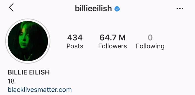 Billie Eilish deixa de seguir todos em suas redes sociais (Foto: Reprodução) Billie Eilish deixa de seguir todos em suas redes sociais (Foto: Reprodução)
