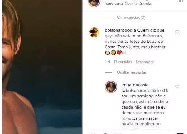 Eduardo Costa respondeu seguidores (Foto: reprodução/Instagram) Eduardo Costa respondeu seguidores (Foto: reprodução/Instagram)
