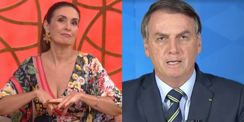 no comando do Encontro e Jair Bolsonaro; filho do presidente acusou apresentadora de incentivar masturbação (Foto: Reprodução/Globo/Montagem) no comando do Encontro e Jair Bolsonaro; filho do presidente acusou apresentadora de incentivar masturbação (Foto: Reprodução/Globo/Montagem)
