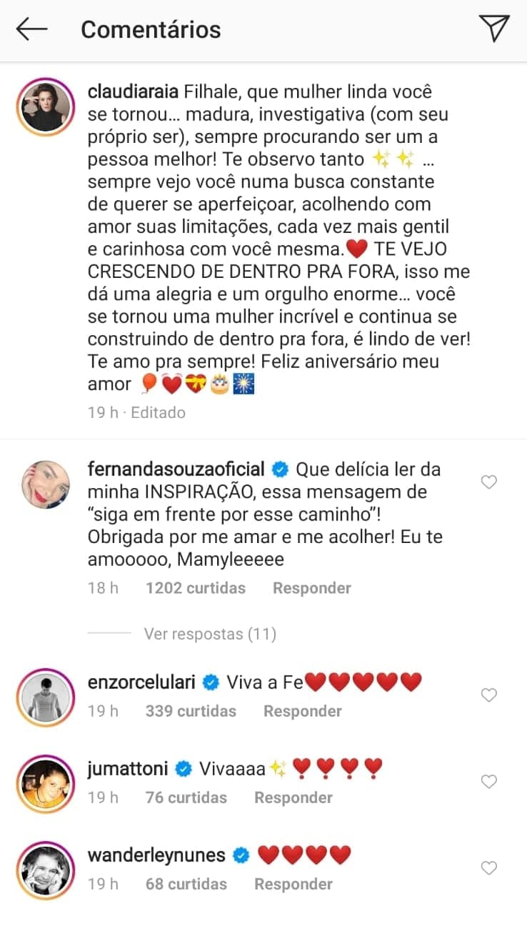 Fernanda Souza recebeu mensagem de Enzo Celulari (Foto: reprodução/Instagram) Fernanda Souza recebeu mensagem de Enzo Celulari (Foto: reprodução/Instagram)