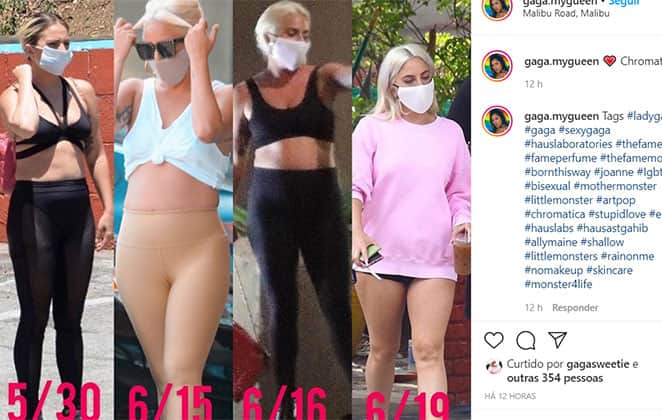 Imagens que mostram a barriguinha de Lady Gaga (Foto: Reprodução) Imagens que mostram a barriguinha de Lady Gaga (Foto: Reprodução)
