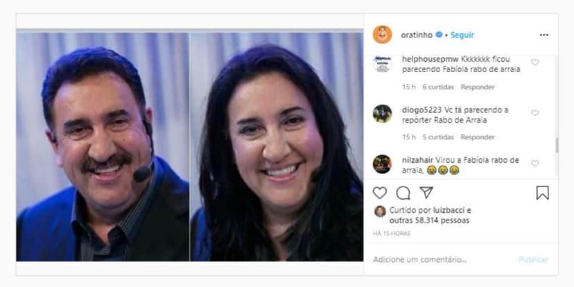 Ratinho Apresentador foi comparado à Fabíola Gadelha (Foto: Reprodução/Instagram) Ratinho Apresentador foi comparado à Fabíola Gadelha (Foto: Reprodução/Instagram)