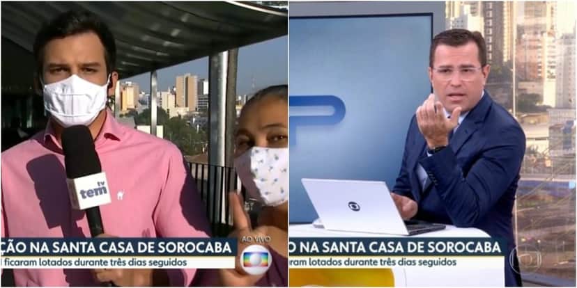 Mulher invade link ao vivo da Globo. (Foto: Montagem/Reprodução) Mulher invade link ao vivo da Globo. (Foto: Montagem/Reprodução)
