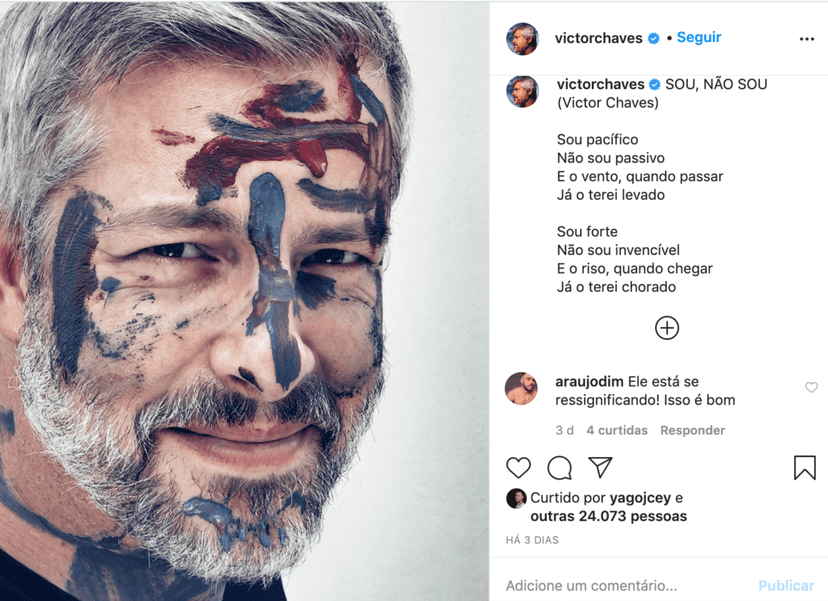 Captura de tela de post do Instagram de Victor Chaves (Foto: Reprodução) Captura de tela de post do Instagram de Victor Chaves (Foto: Reprodução)
