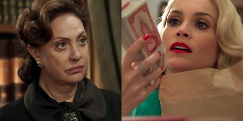 Anastácia (Eliane Giardini) flagra Sandra (Flávia Alessandra) roubando cofre em Eta Mundo Bom (Foto: Reprodução/Globo) Anastácia (Eliane Giardini) flagra Sandra (Flávia Alessandra) roubando cofre em Eta Mundo Bom (Foto: Reprodução/Globo)