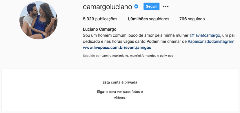 Luciano Camargo fechou sua conta no Instagram (Foto: reprodução) Luciano Camargo fechou sua conta no Instagram (Foto: reprodução)