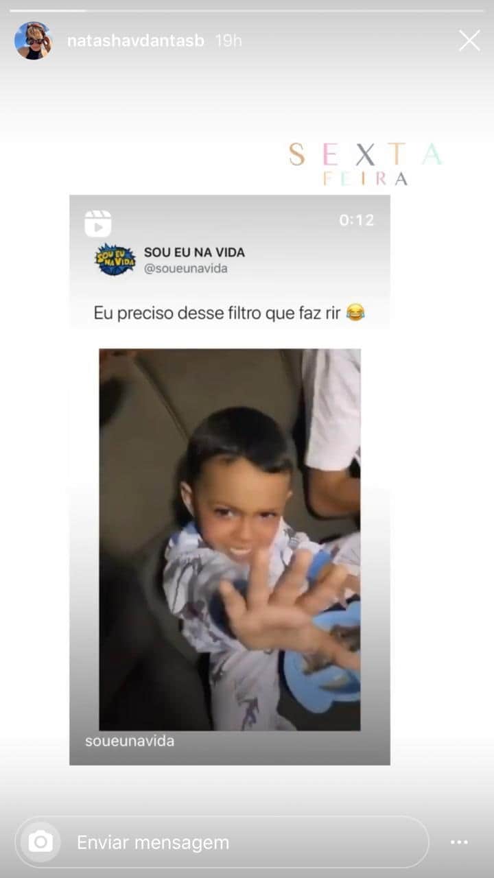 Natasha Dantas em seu stories (Foto: reprodução/Instagram) Natasha Dantas em seu stories (Foto: reprodução/Instagram)