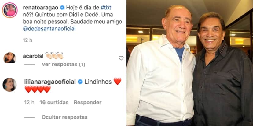 Renato Aragão e Dedé Santana surgiram juntos na internet (Foto: Reprodução/Instagram) Renato Aragão e Dedé Santana surgiram juntos na internet (Foto: Reprodução/Instagram)