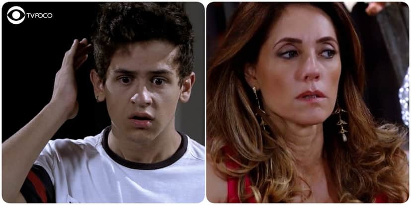 Fotomontagem de René Junior chocado e de Tereza Cristina desconfiada em Fina Estampa Fotomontagem de René Junior chocado e de Tereza Cristina desconfiada em Fina Estampa