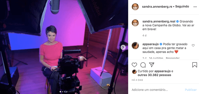 Sandra Annenberg recebeu uma mensagem de Ana Paula Araújo (Foto: reprodução/Instagram) Sandra Annenberg recebeu uma mensagem de Ana Paula Araújo (Foto: reprodução/Instagram)