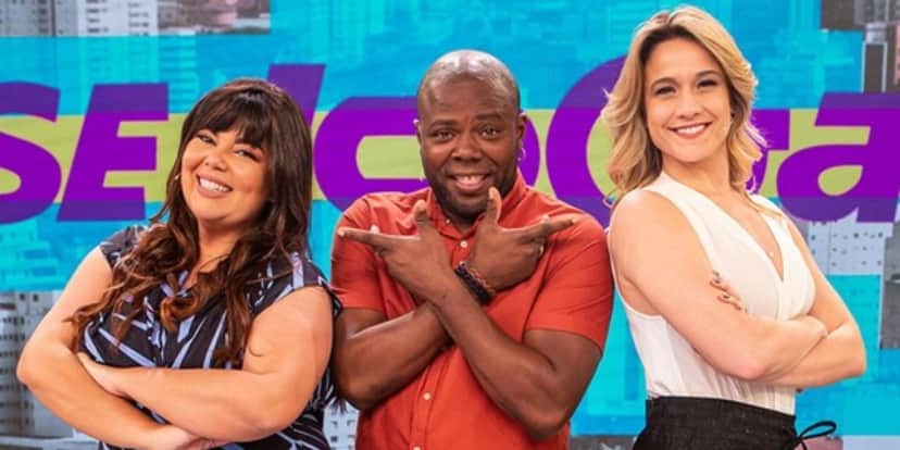 Fabiana Karla, Érico Brás e Fernanda Gentil no Se Joga (Foto: Divulgação/Globo) Fabiana Karla, Érico Brás e Fernanda Gentil no Se Joga (Foto: Divulgação/Globo)