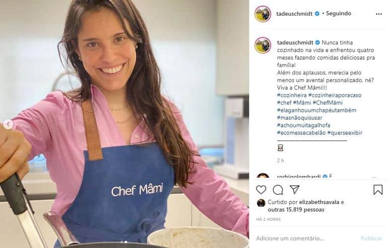 Tadeu Schmidt fala sobre os dotes culinários da esposa - (Reprodução/Instagram) Tadeu Schmidt fala sobre os dotes culinários da esposa - (Reprodução/Instagram)