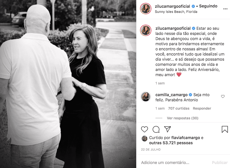 Zilu se declarou ao namorado e foi apoiada pela filha Camila Camargo (Foto: reprodução/Instagram) Zilu se declarou ao namorado e foi apoiada pela filha Camila Camargo (Foto: reprodução/Instagram)