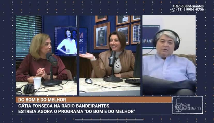 Cátia Fonseca convidou o apresentador para sua estreia na Rádio Bandeirantes (Foto: Reprodução) Cátia Fonseca convidou o apresentador para sua estreia na Rádio Bandeirantes (Foto: Reprodução)