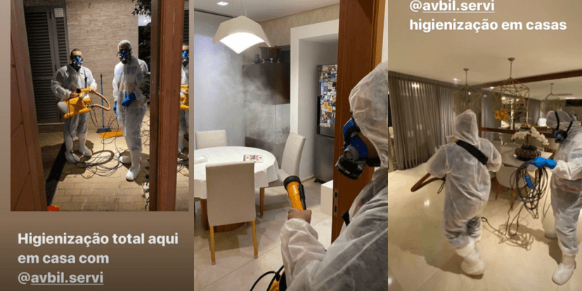 Apresentador em limpeza na casa (Foto: Montagem) Apresentador em limpeza na casa (Foto: Montagem)