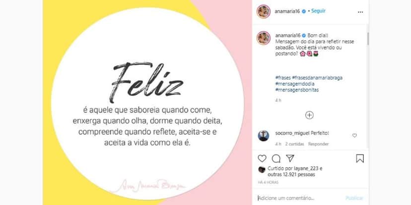 Ana Maria Braga fez postagem misteriosa nas redes sociais (Foto: Reprodução/Instagram) Ana Maria Braga fez postagem misteriosa nas redes sociais (Foto: Reprodução/Instagram)