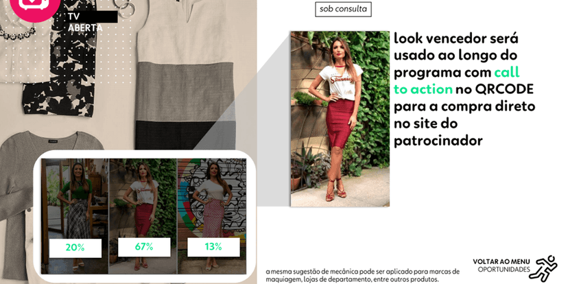 Plano comercial do É De Casa oferece ação com look de apresentadores (Foto: Reprodução) Plano comercial do É De Casa oferece ação com look de apresentadores (Foto: Reprodução)