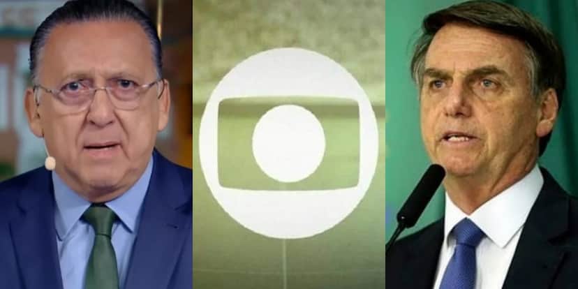 Galvão Bueno, principal nome do esporte da Globo, e o presidente Jair Bolsonaro; emissora acionou a Turner na Justiça por exclusividade do futebol (Foto: Reprodução/Globo) Galvão Bueno, principal nome do esporte da Globo, e o presidente Jair Bolsonaro; emissora acionou a Turner na Justiça por exclusividade do futebol (Foto: Reprodução/Globo)