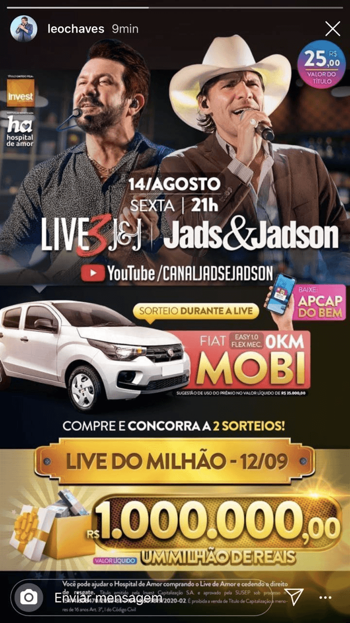 Leo Chaves em seu stories (Foto: reprodução/Instagram) Leo Chaves em seu stories (Foto: reprodução/Instagram)