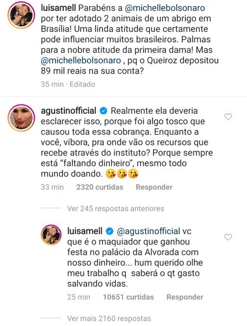 Luisa Mell responde maquiador (Foto: Reprodução/Instagram) Luisa Mell responde maquiador (Foto: Reprodução/Instagram)