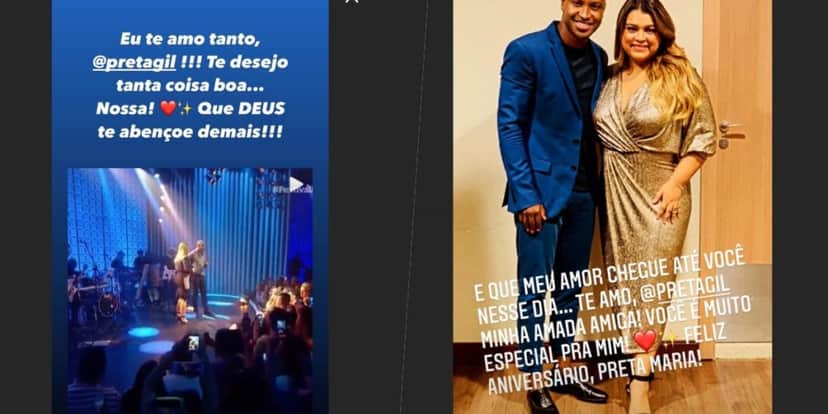 Preta Gil recebeu toda declaração de amor de Thiaguinho, ex de Fernanda Souza (Foto montagem) Preta Gil recebeu toda declaração de amor de Thiaguinho, ex de Fernanda Souza (Foto montagem)