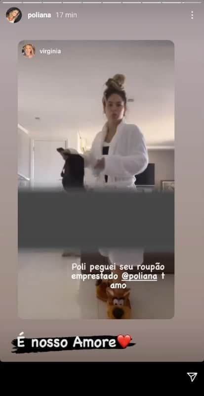 Namorada de Zé Felipe surgiu usando o roupão de Poliana Rocha (Foto: Reprodução/ Instagram) Namorada de Zé Felipe surgiu usando o roupão de Poliana Rocha (Foto: Reprodução/ Instagram)