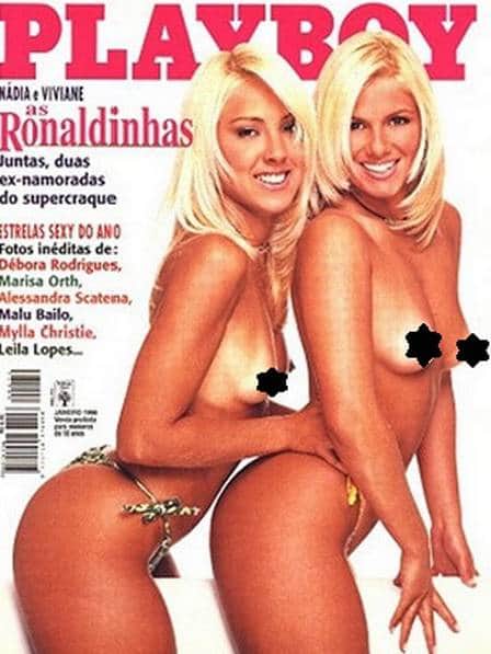 As ex de Ronaldo Fenômeno, Vivi Brunieri e Nadya peladas na capa da Playboy (Reprodução) As ex de Ronaldo Fenômeno, Vivi Brunieri e Nadya peladas na capa da Playboy (Reprodução)