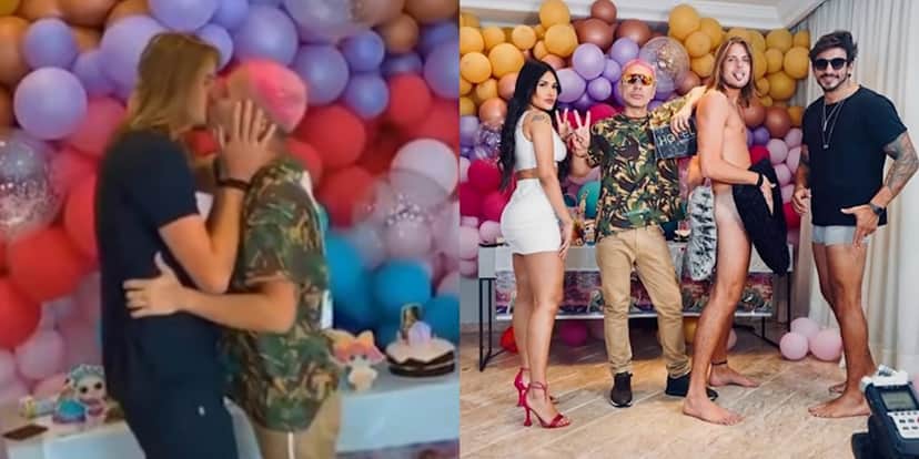 Ex-BBB's participam de programa e Daniel Lenhartd troca beijo com apresentador (Foto: Reprodução/YouTuber) Ex-BBB's participam de programa e Daniel Lenhartd troca beijo com apresentador (Foto: Reprodução/YouTuber)