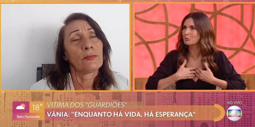 Fátima Bernardes com a sua entrevistada, Vânia (Foto: Reprodução/TV Globo) Fátima Bernardes com a sua entrevistada, Vânia (Foto: Reprodução/TV Globo)
