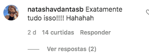 comentou na postagem de Bia Bonemer (Reprodução) comentou na postagem de Bia Bonemer (Reprodução)