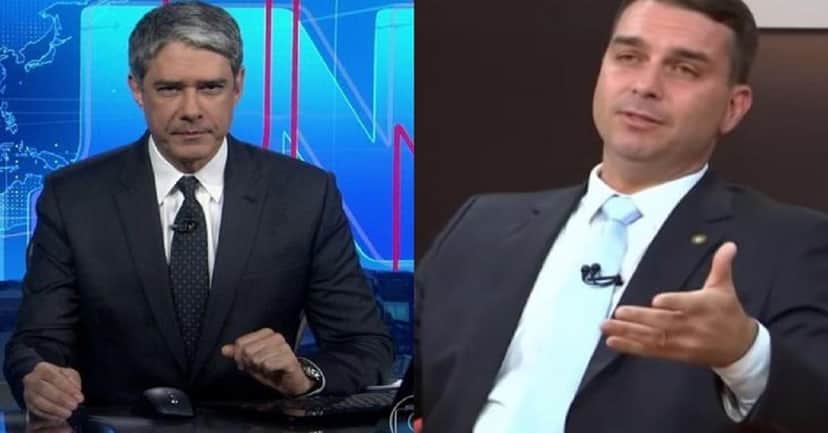 WIlliam Bonner e Flávio Bolsonaro em clima de guerra - Foto: Montagem WIlliam Bonner e Flávio Bolsonaro em clima de guerra - Foto: Montagem