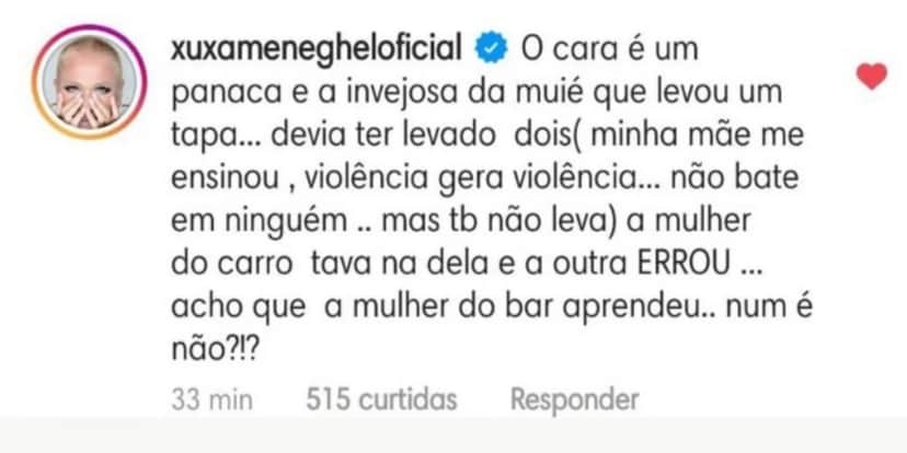 Xuxa se pronunciou sobre barraco no Leblon (Foto: Reprodução/Instagram) Xuxa se pronunciou sobre barraco no Leblon (Foto: Reprodução/Instagram)