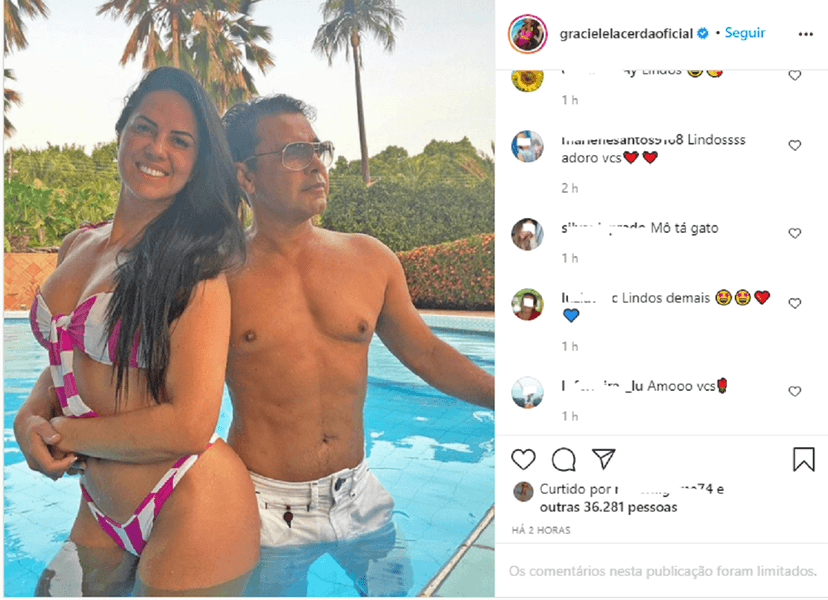 Zezé di Camargo e Graciele curtiram a piscina nesse calorão (Foto: Reprodução) Zezé di Camargo e Graciele curtiram a piscina nesse calorão (Foto: Reprodução)