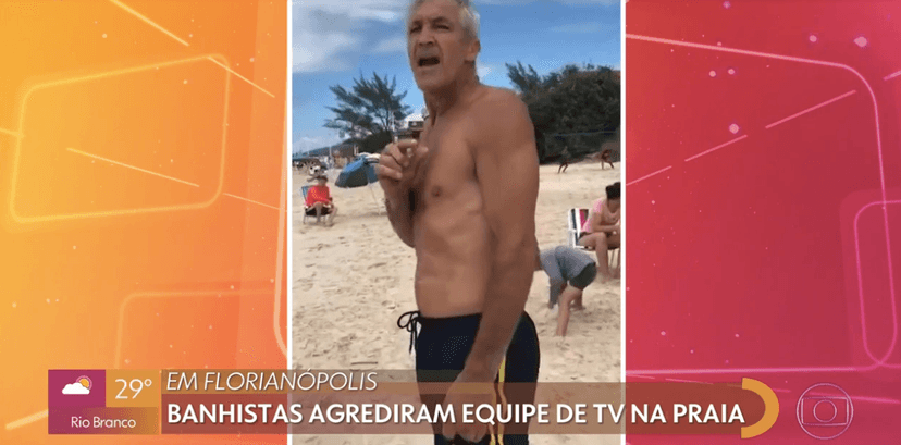 Banhista agride repórter Banhista agride repórter