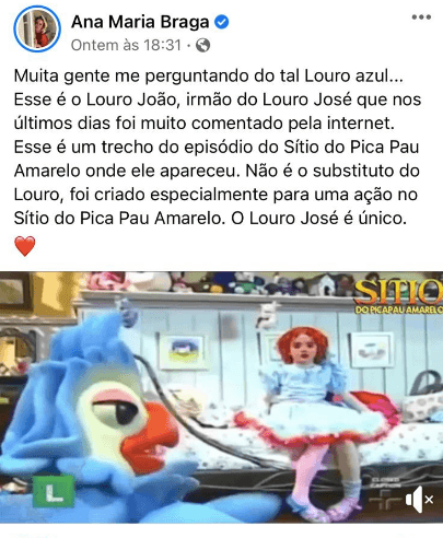 Ana Maria Braga afirmou que não substituirá o "Louro José" pelo "Louro Azul" (Reprodução) Ana Maria Braga afirmou que não substituirá o "Louro José" pelo "Louro Azul" (Reprodução)