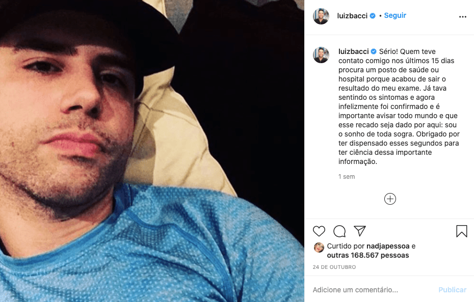 Luiz Bacci deixa fã preocupados Luiz Bacci deixa fã preocupados