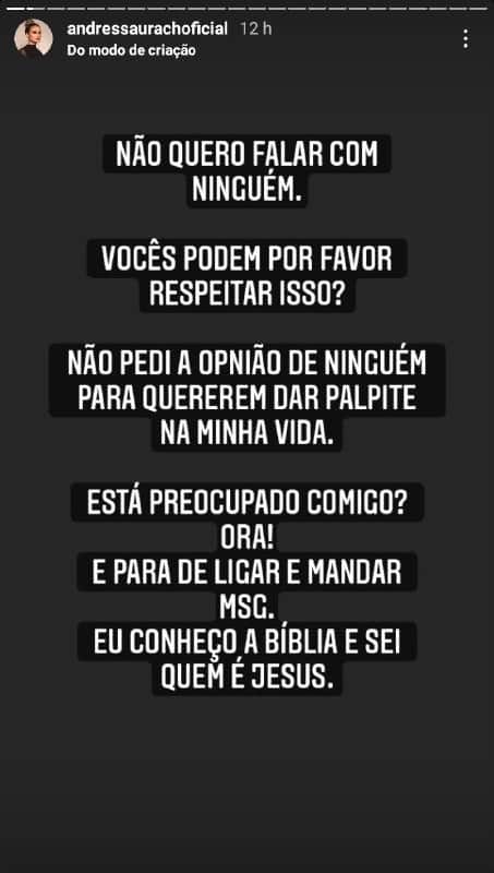 Andressa Urach se irritou e deu uma nova resposta atravessada (Foto: Reprodução) Andressa Urach se irritou e deu uma nova resposta atravessada (Foto: Reprodução)