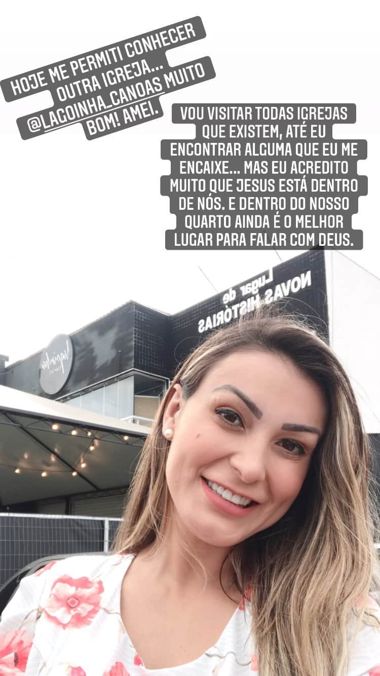 Andressa Urach fez postagem sobre ida a novas igrejas (Foto: Reprodução/Instagram) Andressa Urach fez postagem sobre ida a novas igrejas (Foto: Reprodução/Instagram)